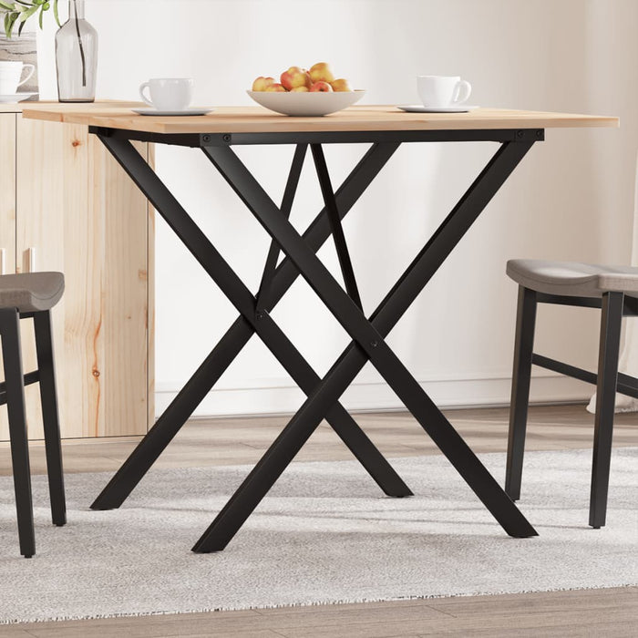 vidaXL Dining Table X-Frame 80x80x75 cm Solid Wood Pine and Cast Iron