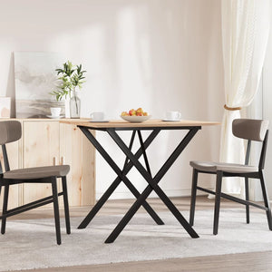 vidaXL Dining Table X-Frame 90x90x75 cm Solid Wood Pine and Cast Iron