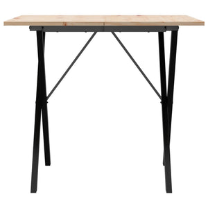 vidaXL Dining Table X-Frame 90x90x75 cm Solid Wood Pine and Cast Iron