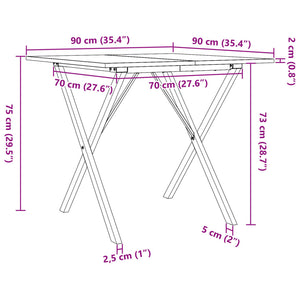 vidaXL Dining Table X-Frame 90x90x75 cm Solid Wood Pine and Cast Iron