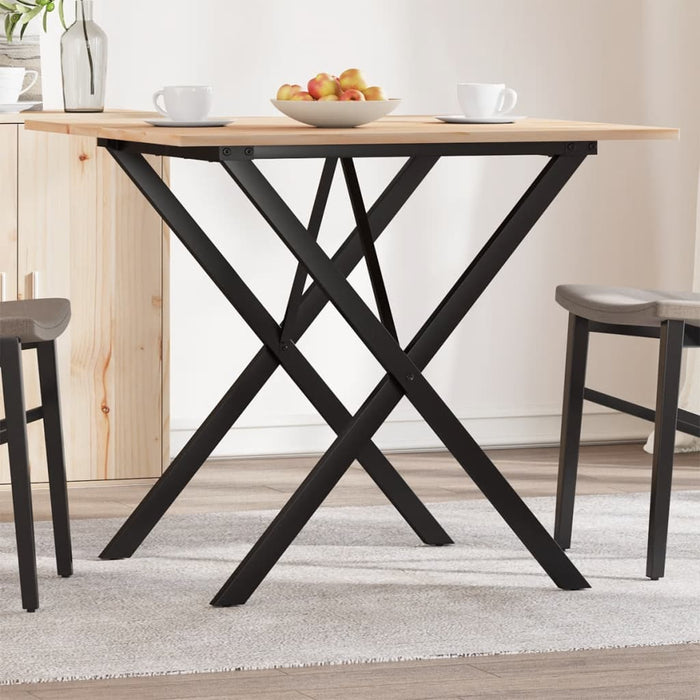 vidaXL Dining Table X-Frame 90x90x75 cm Solid Wood Pine and Cast Iron