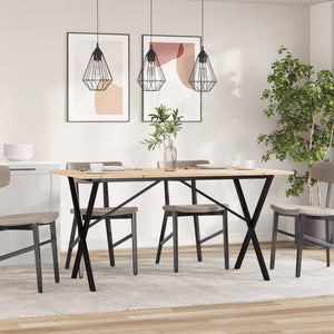 vidaXL Dining Table X-Frame 140x80x75 cm Solid Wood Pine and Steel