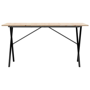 vidaXL Dining Table X-Frame 140x80x75 cm Solid Wood Pine and Steel