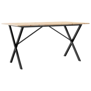 vidaXL Dining Table X-Frame 140x80x75 cm Solid Wood Pine and Steel