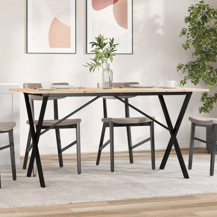 vidaXL Dining Table X-Frame 140x80x75 cm Solid Wood Pine and Steel