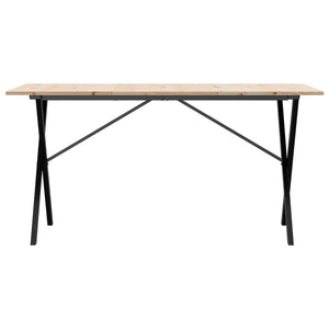 vidaXL Dining Table X-Frame 160x80x75 cm Solid Wood Pine and Cast Iron