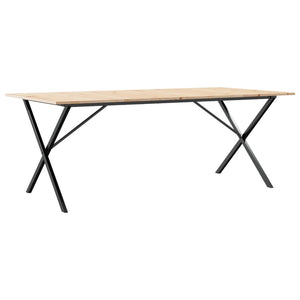 vidaXL Dining Table X-Frame 200x100x75 cm Solid Wood Pine and Steel