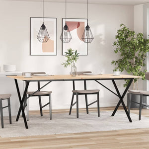 vidaXL Dining Table X-Frame 200x100x75 cm Solid Wood Pine and Steel