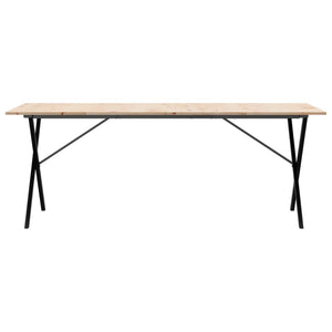 vidaXL Dining Table X-Frame 200x100x75 cm Solid Wood Pine and Steel