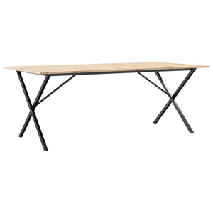 vidaXL Dining Table X-Frame 200x100x75 cm Solid Wood Pine and Steel