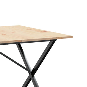 vidaXL Dining Table X-Frame 200x100x75 cm Solid Wood Pine and Steel