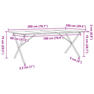 vidaXL Dining Table X-Frame 200x100x75 cm Solid Wood Pine and Steel