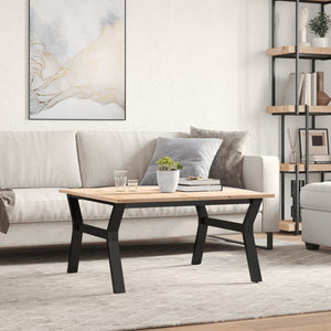 vidaXL Coffee Table Y-Frame 90x90x45 cm Solid Wood Pine and Steel