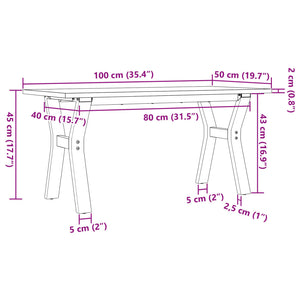 vidaXL Coffee Table Y-Frame 100x50x45 cm Solid Wood Pine and Steel