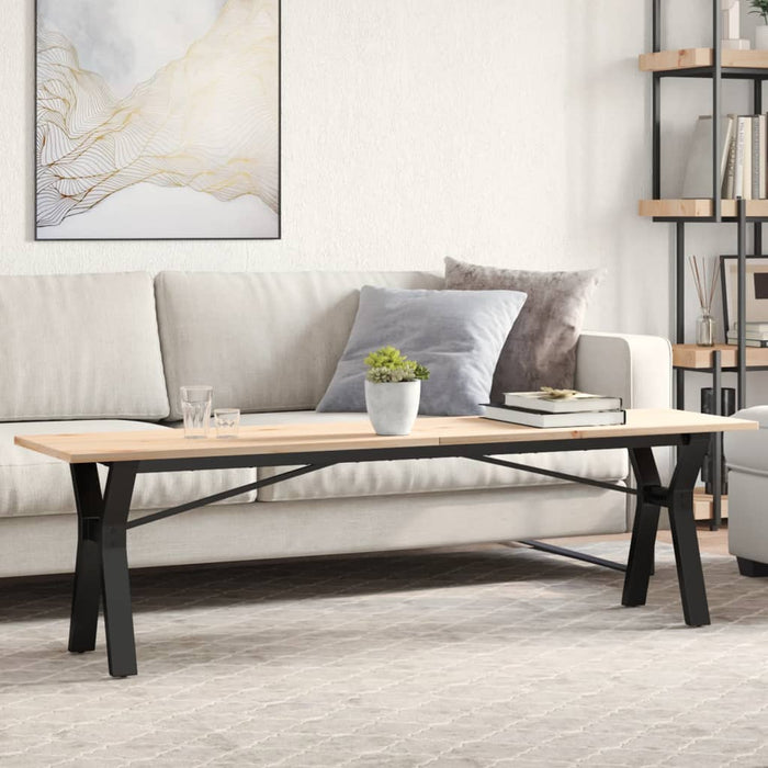 vidaXL Coffee Table Y-Frame 160x40x45 cm Solid Wood Pine and Steel