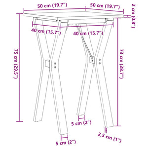 vidaXL Dining Table Y-Frame 50x50x75 cm Solid Wood Pine and Cast Iron