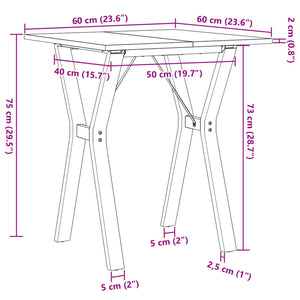 vidaXL Dining Table Y-Frame 60x60x75 cm Solid Wood Pine and Cast Iron