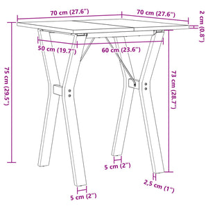 vidaXL Dining Table Y-Frame 70x70x75 cm Solid Wood Pine and Cast Iron