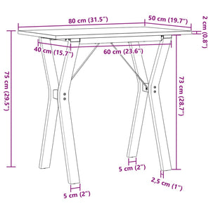 vidaXL Dining Table Y-Frame 80x50x75 cm Solid Wood Pine and Cast Iron