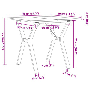 vidaXL Dining Table Y-Frame 80x80x75 cm Solid Wood Pine and Cast Iron