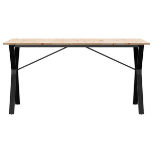 vidaXL Dining Table Y-Frame 140x80x75 cm Solid Wood Pine and Cast Iron