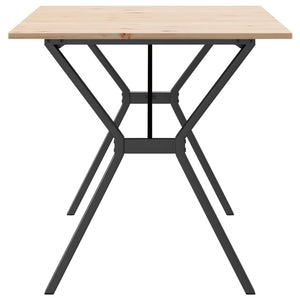 vidaXL Dining Table Y-Frame 140x80x75 cm Solid Wood Pine and Cast Iron