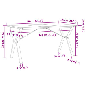 vidaXL Dining Table Y-Frame 140x80x75 cm Solid Wood Pine and Cast Iron