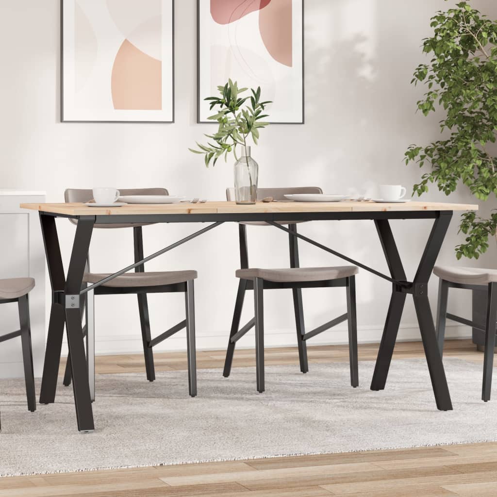 vidaXL Dining Table Y-Frame 140x80x75 cm Solid Wood Pine and Cast Iron