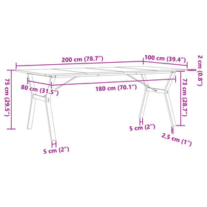 vidaXL Dining Table Y-Frame 200x100x75 cm Solid Wood Pine and Cast Iron