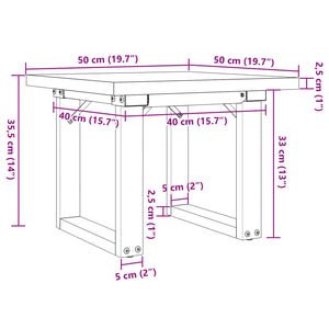 vidaXL Coffee Table O-Frame 50x50x35.5 cm Solid Wood Pine and Steel