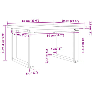 vidaXL Coffee Table O-Frame 60x60x40.5 cm Solid Wood Pine and Steel