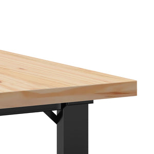 vidaXL Coffee Table O-Frame 90x90x45.5 cm Solid Wood Pine and Steel