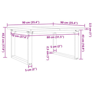 vidaXL Coffee Table O-Frame 90x90x45.5 cm Solid Wood Pine and Steel