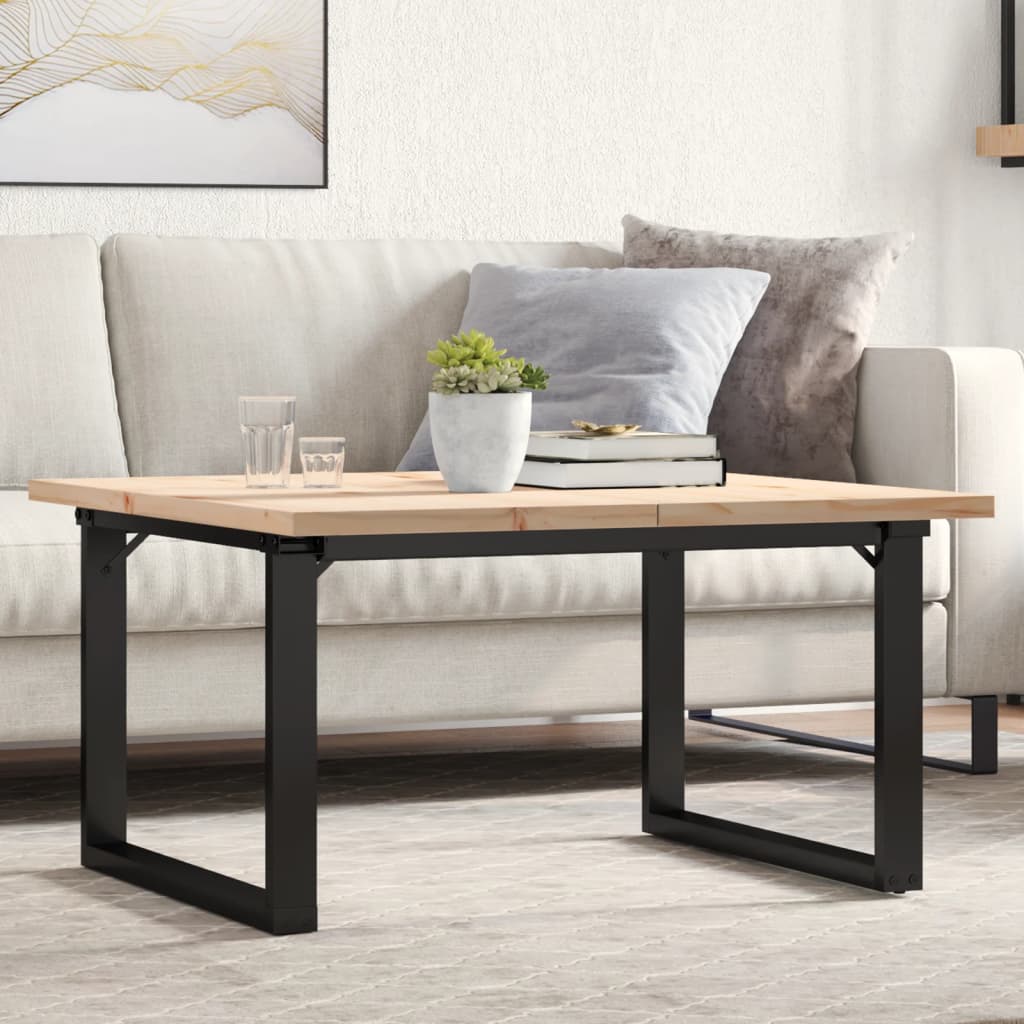 vidaXL Coffee Table O-Frame 90x90x45.5 cm Solid Wood Pine and Steel