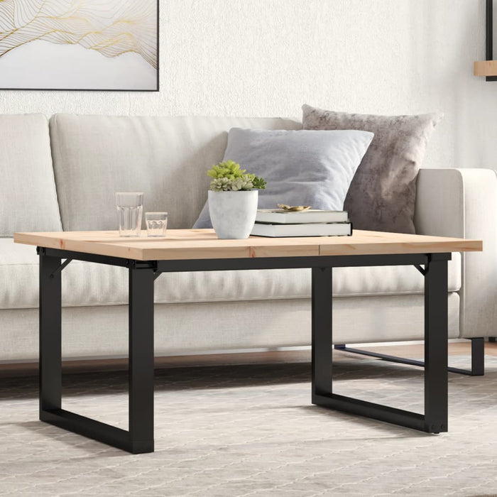 vidaXL Coffee Table O-Frame 90x90x45.5 cm Solid Wood Pine and Steel
