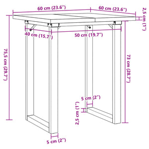 vidaXL Dining Table O-Frame 60x60x75.5 cm Solid Wood Pine and Steel