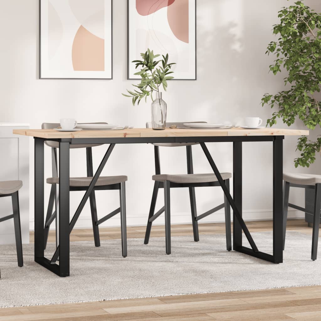 vidaXL Dining Table O-Frame 160x80x75.5 cm Solid Wood Pine and Cast Iron