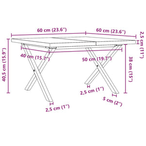 vidaXL Coffee Table X-Frame 60x60x40.5 cm Solid Wood Pine and Steel