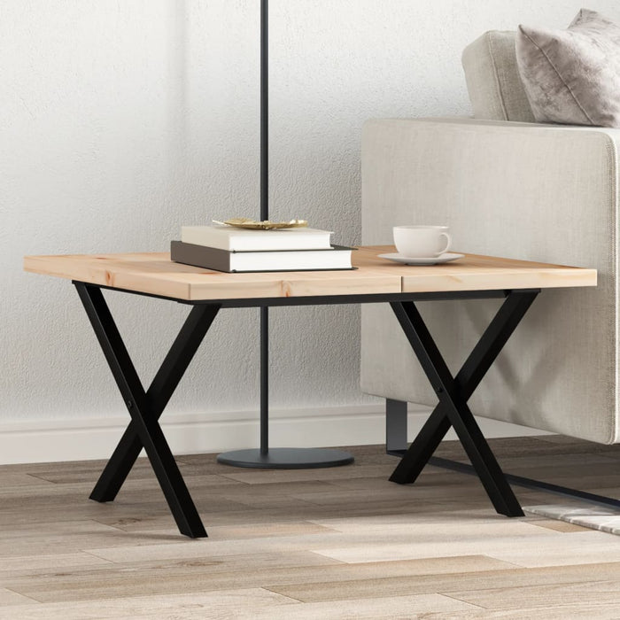 vidaXL Coffee Table X-Frame 60x60x40.5 cm Solid Wood Pine and Steel