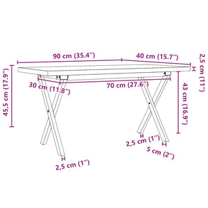 vidaXL Coffee Table X-Frame 90x40x45.5 cm Solid Wood Pine and Steel