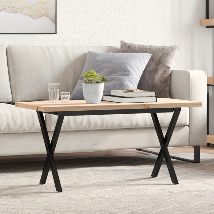 vidaXL Coffee Table X-Frame 90x40x45.5 cm Solid Wood Pine and Steel