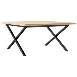 vidaXL Coffee Table X-Frame 90x90x45.5 cm Solid Wood Pine and Steel