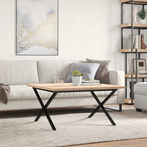 vidaXL Coffee Table X-Frame 90x90x45.5 cm Solid Wood Pine and Steel