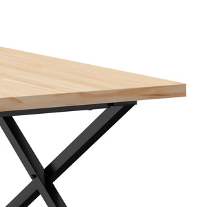 vidaXL Coffee Table X-Frame 90x90x45.5 cm Solid Wood Pine and Steel