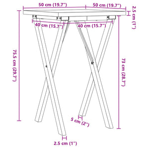 vidaXL Dining Table X-Frame 50x50x75.5 cm Solid Wood Pine and Cast Iron