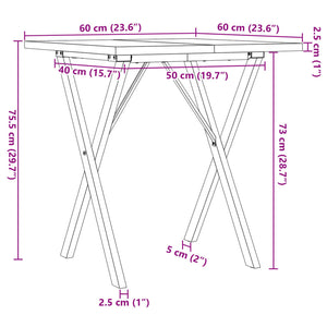 vidaXL Dining Table X-Frame 60x60x75.5 cm Solid Wood Pine and Cast Iron