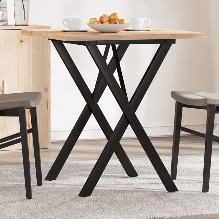 vidaXL Dining Table X-Frame 60x60x75.5 cm Solid Wood Pine and Cast Iron