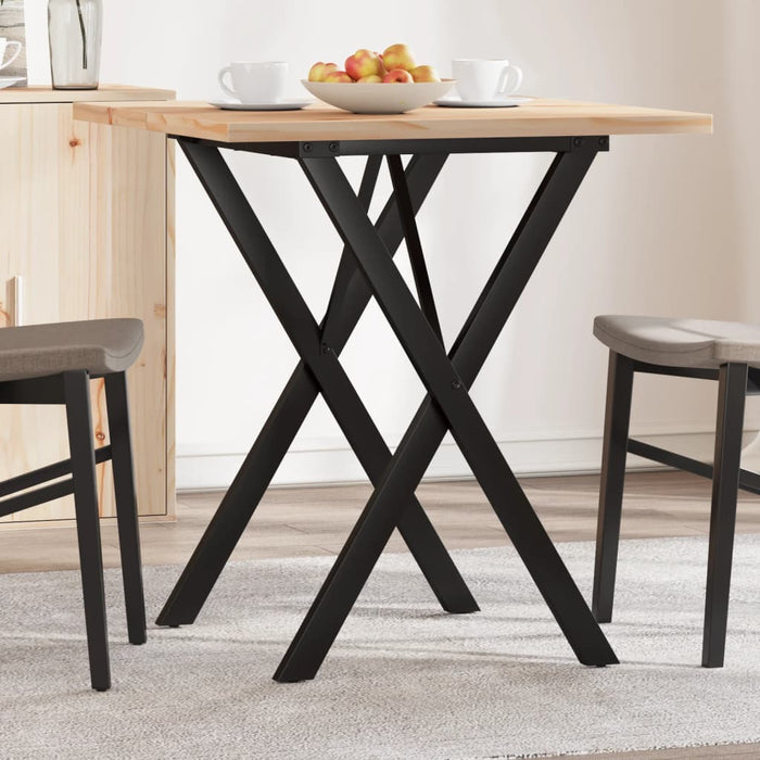 vidaXL Dining Table X-Frame 70x70x75.5 cm Solid Wood Pine and Cast Iron