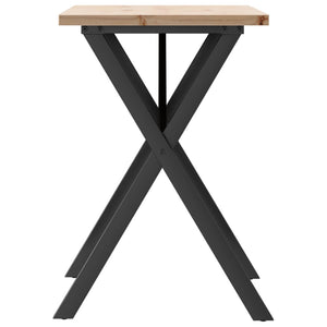 vidaXL Dining Table X-Frame 80x50x75.5 cm Solid Wood Pine and Cast Iron