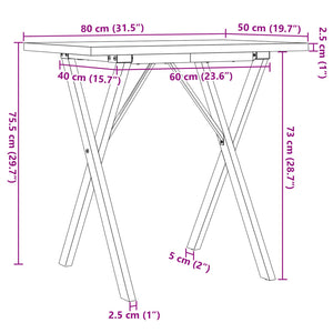 vidaXL Dining Table X-Frame 80x50x75.5 cm Solid Wood Pine and Cast Iron